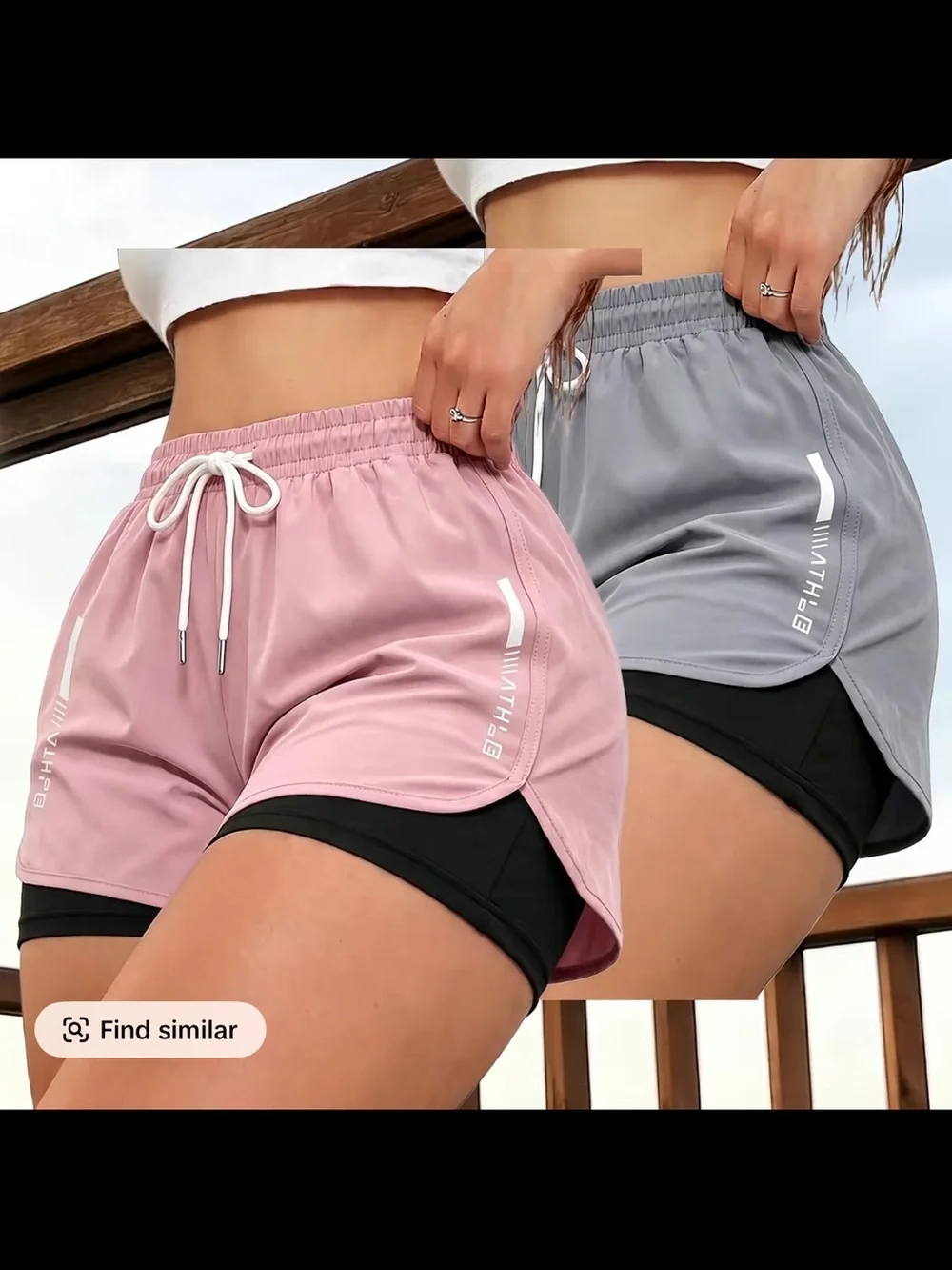 Layered Pink Athletic Shorts with Inner Compression Liner